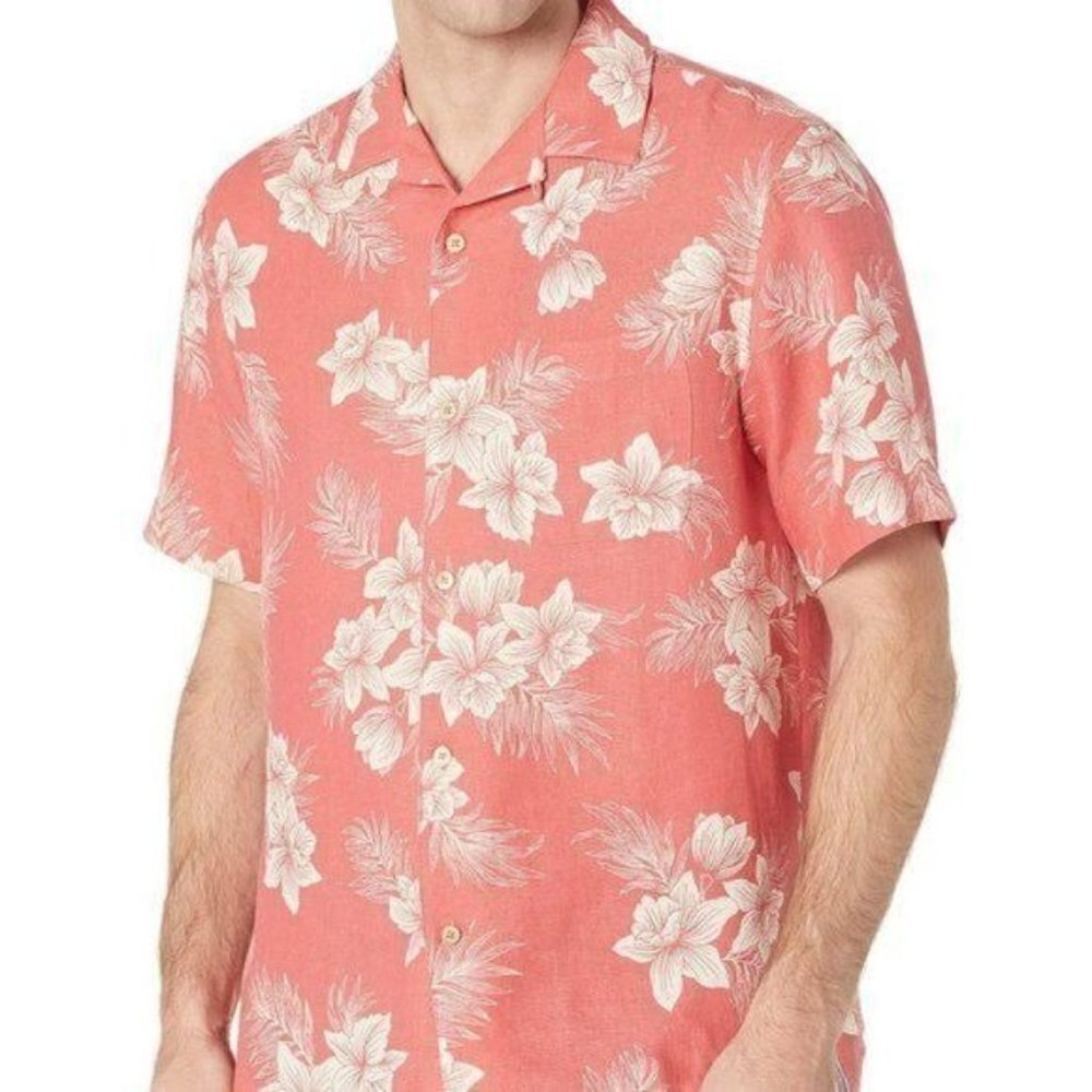 28 Palms Men's Relaxed Fit Silk + Linen Tropical Resort Wear Top Bahamas Travel - Picture 2 of 11